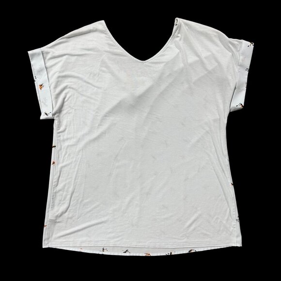 Womens Small Shirt Blue Birds V Neck Blouse Business Casual Top A New Day Kitsch - Picture 3 of 7